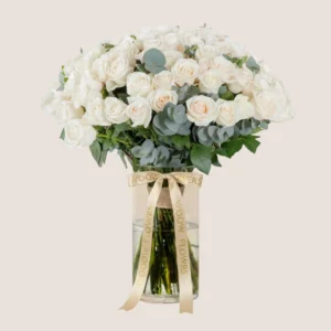 White Roses Vase