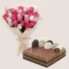 blush Roses bouquet Pistachio Nutella Cake