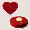 Red Rose Heart Red Velvet Cake
